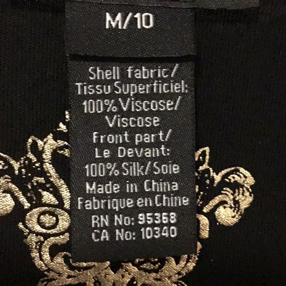 OLSEN Europe Black Crystal Peacock Embellished Blouse Sheer Sleeve M - Picture 11 of 16